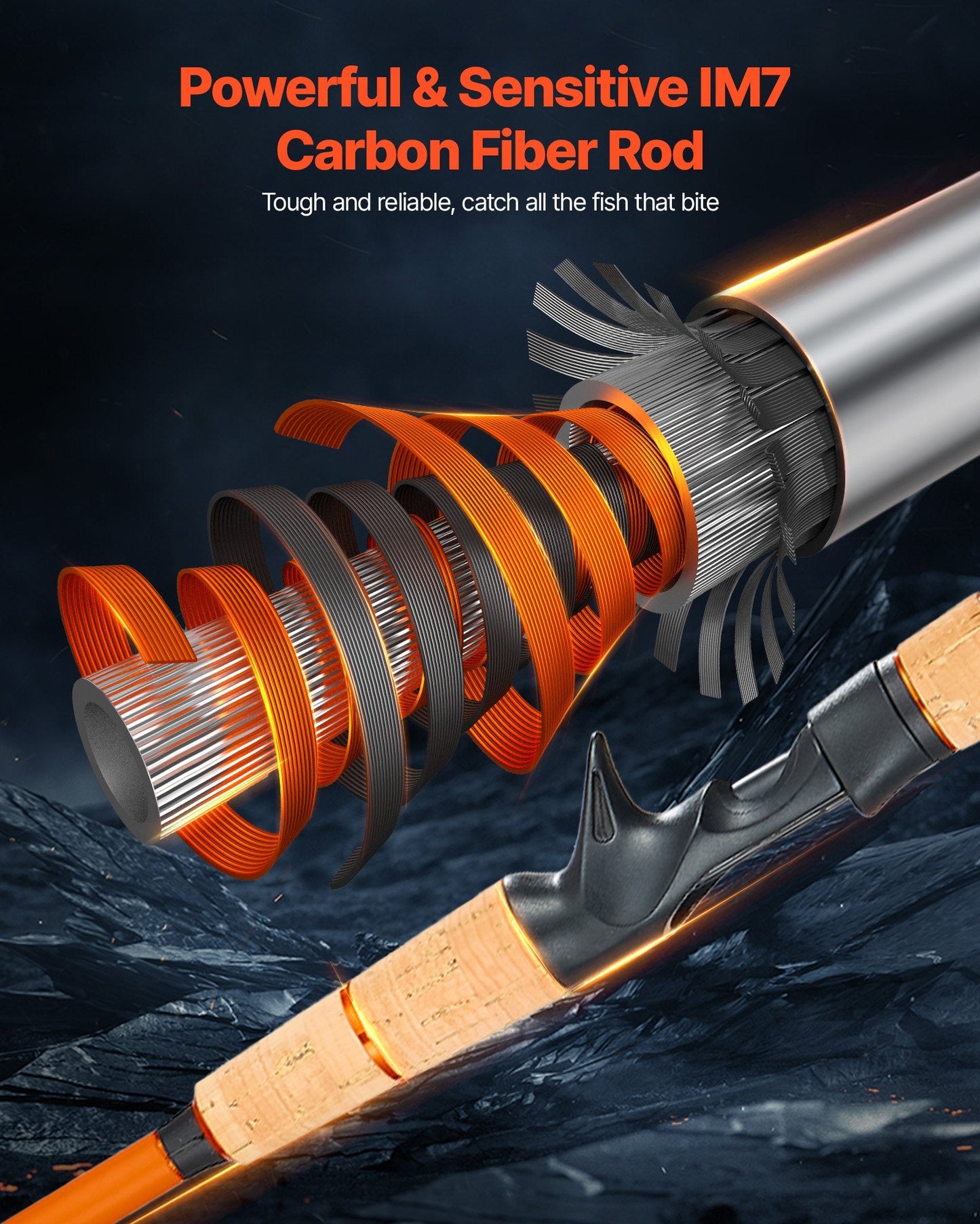 IM7 Carbon Fiber Baitcasting Rod & Reel Combo — 7 ft, 7+1 BB