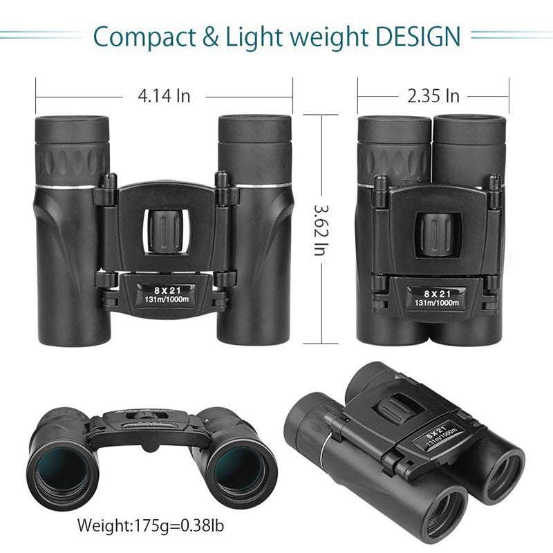 8x21 Compact Waterproof Binoculars – BK7 Prism with FMC Lens Coating