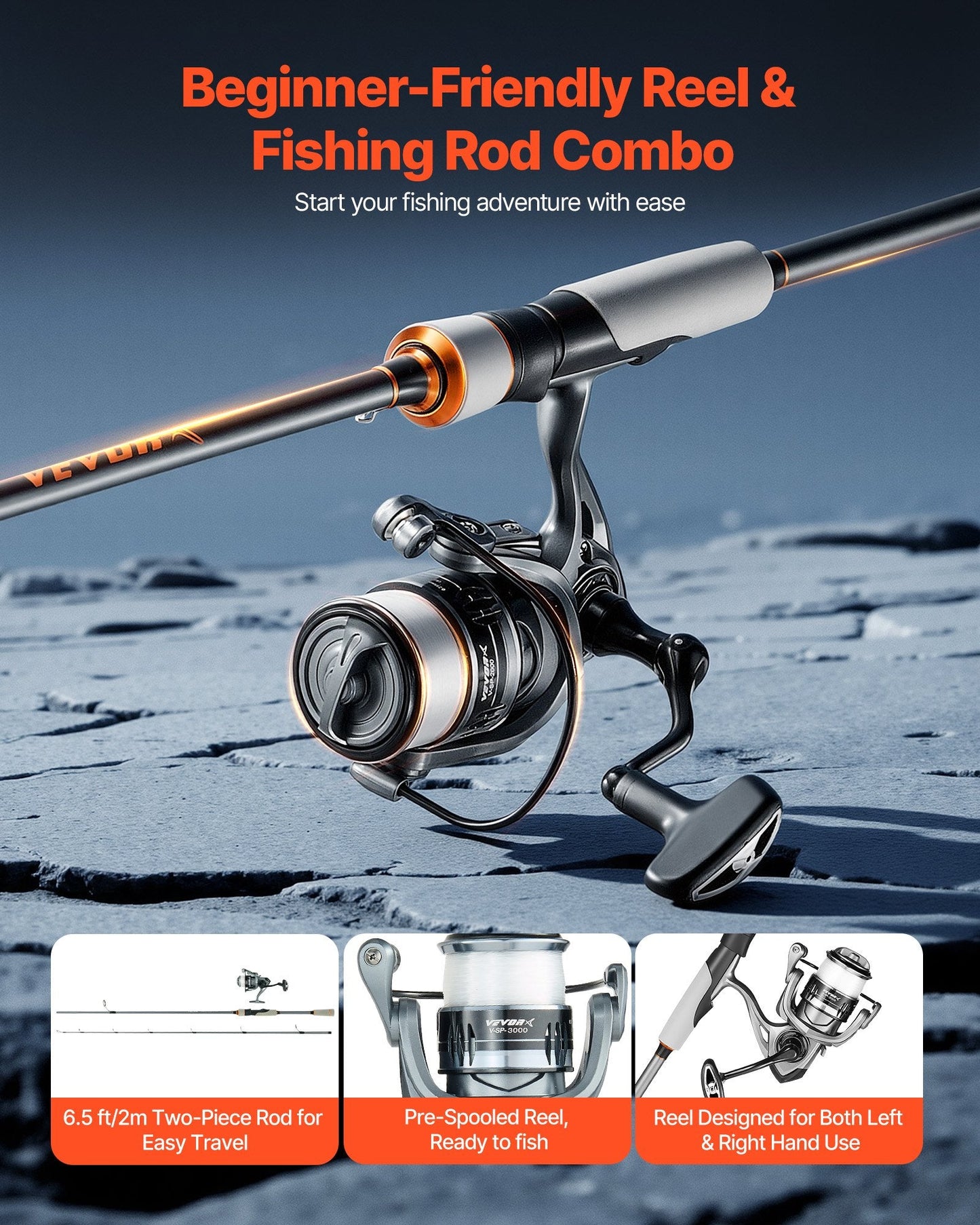 IM6 Carbon Fiber Spinning Rod & Reel Combo — 6.5 ft, EVA Handle, 7+1 BB