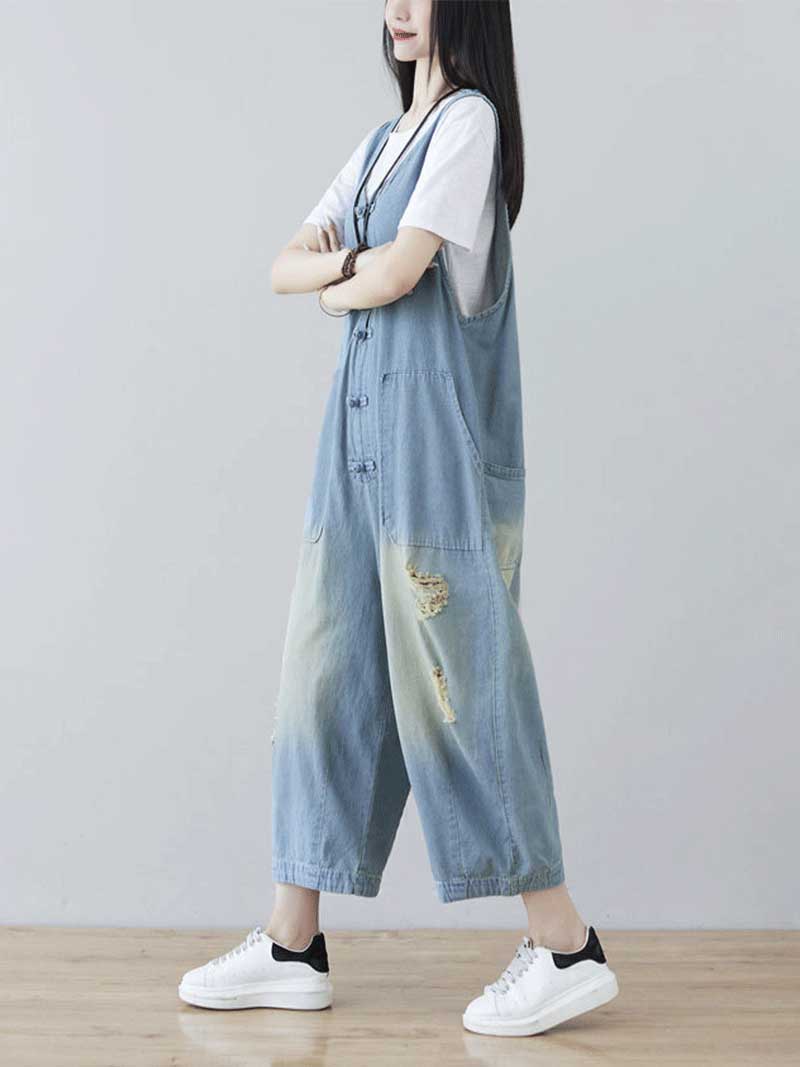 Blue Denim Overall Dungarees for Casual Comfort | Eva Trends