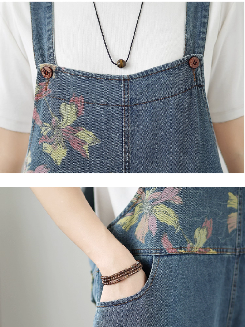 Relaxed Women's Summer Loose Printed Dungarees | EvaTrends