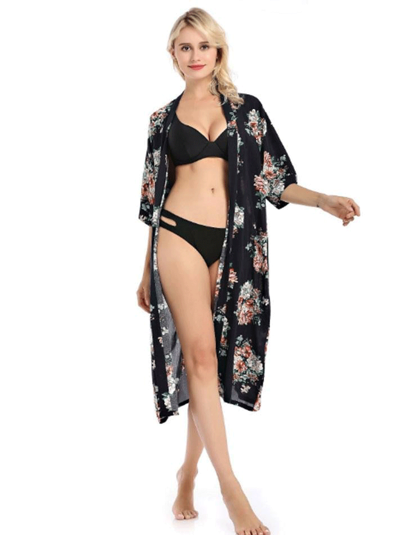 Thinking Out Aloud Printed Floral Gown Robe Kimono