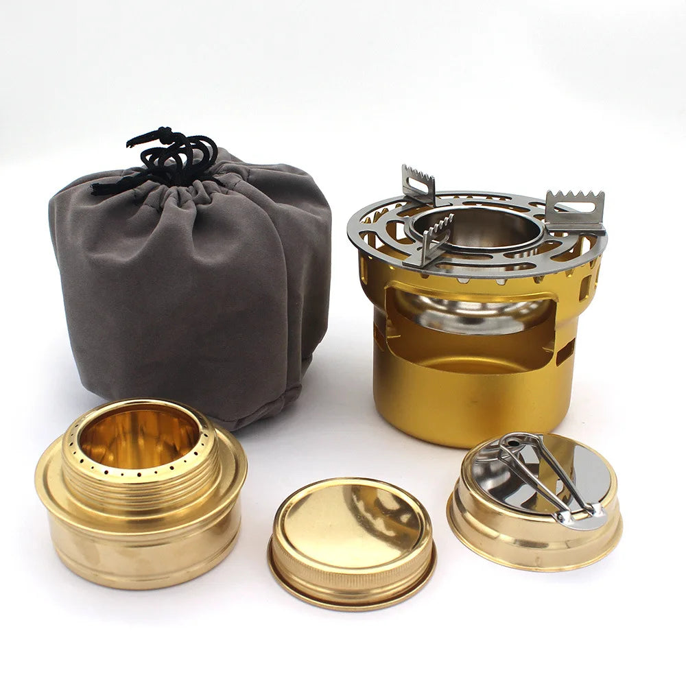 Camping Alcohol Stove with Storage Bag, High Power Windproof Bundled Burner for Backpack, Hiking, Picnic, Climbing