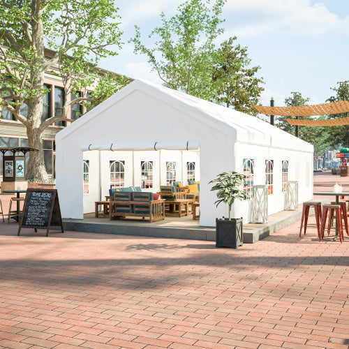 16x32 ft Heavy-Duty Party Tent | White Outdoor Canopy Gazebo with Removable Sidewalls