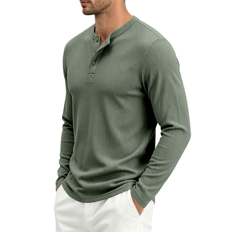 Men's Ribbed Long-Sleeve Loose Fit T-Shirt