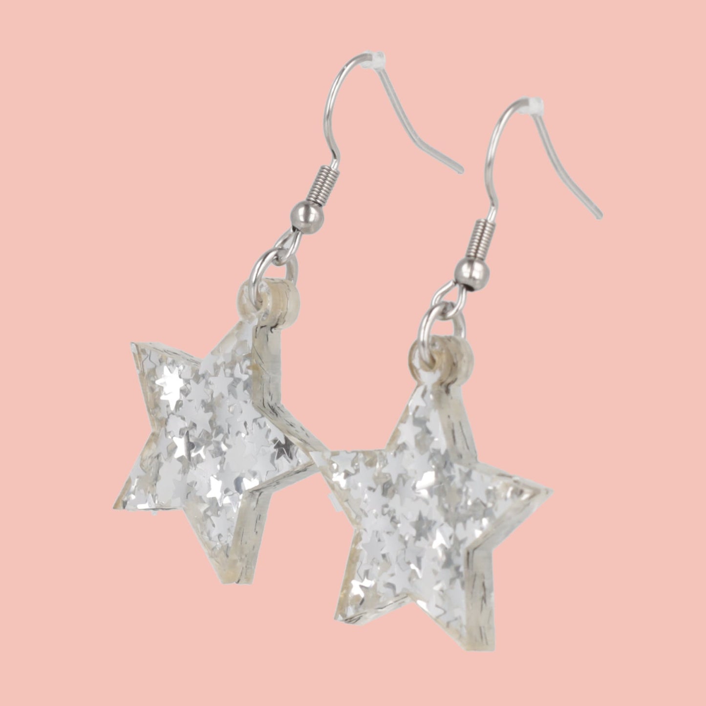 Silver Stellar Confetti Star Earrings