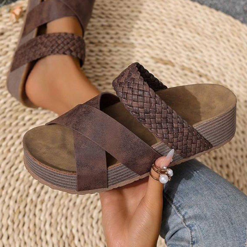 üî• Women's Criss-Cross Woven Strap Wedge Sandals ‚Äì Comfortable, Stylish & Perfect for Summer Days ‚òÄÔ∏è