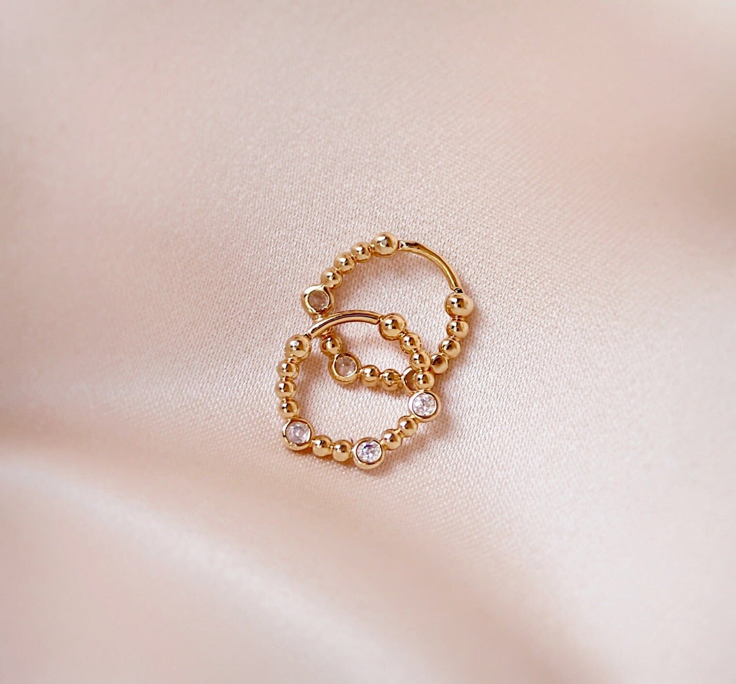 Gold Huggie With Triple Cz