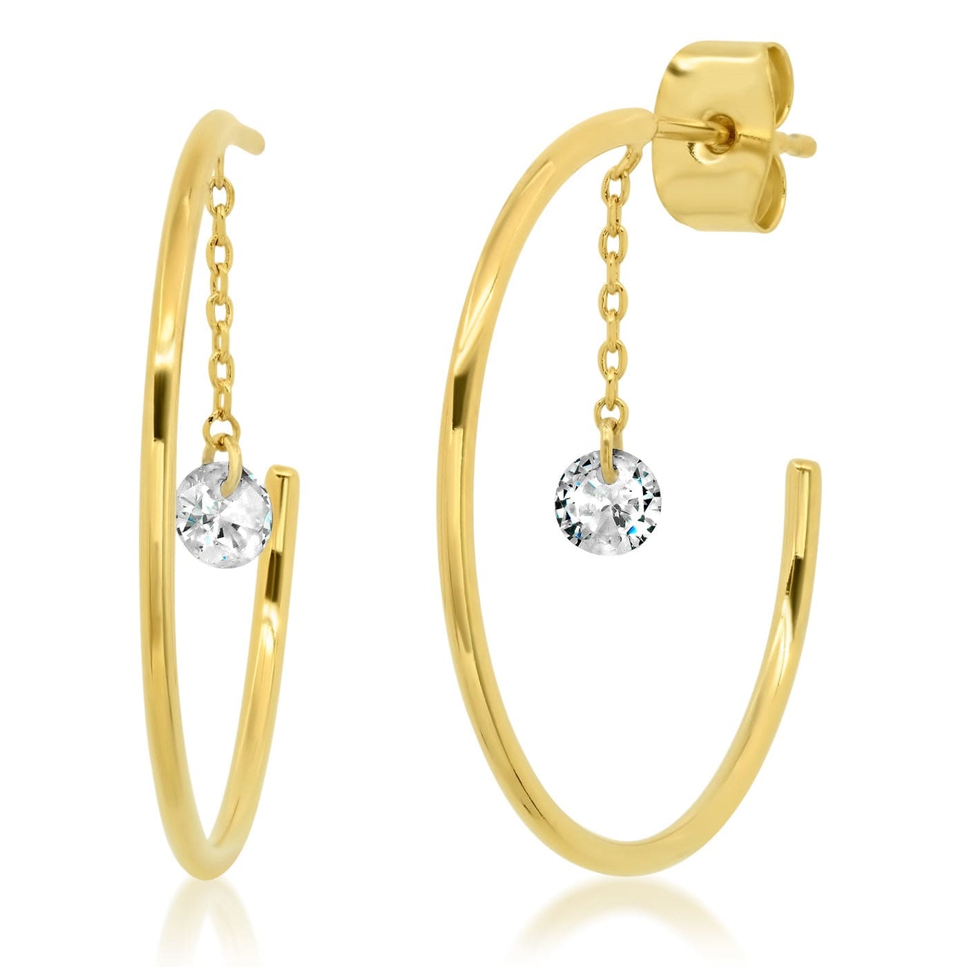 Hoop With Linear CZ Dangle