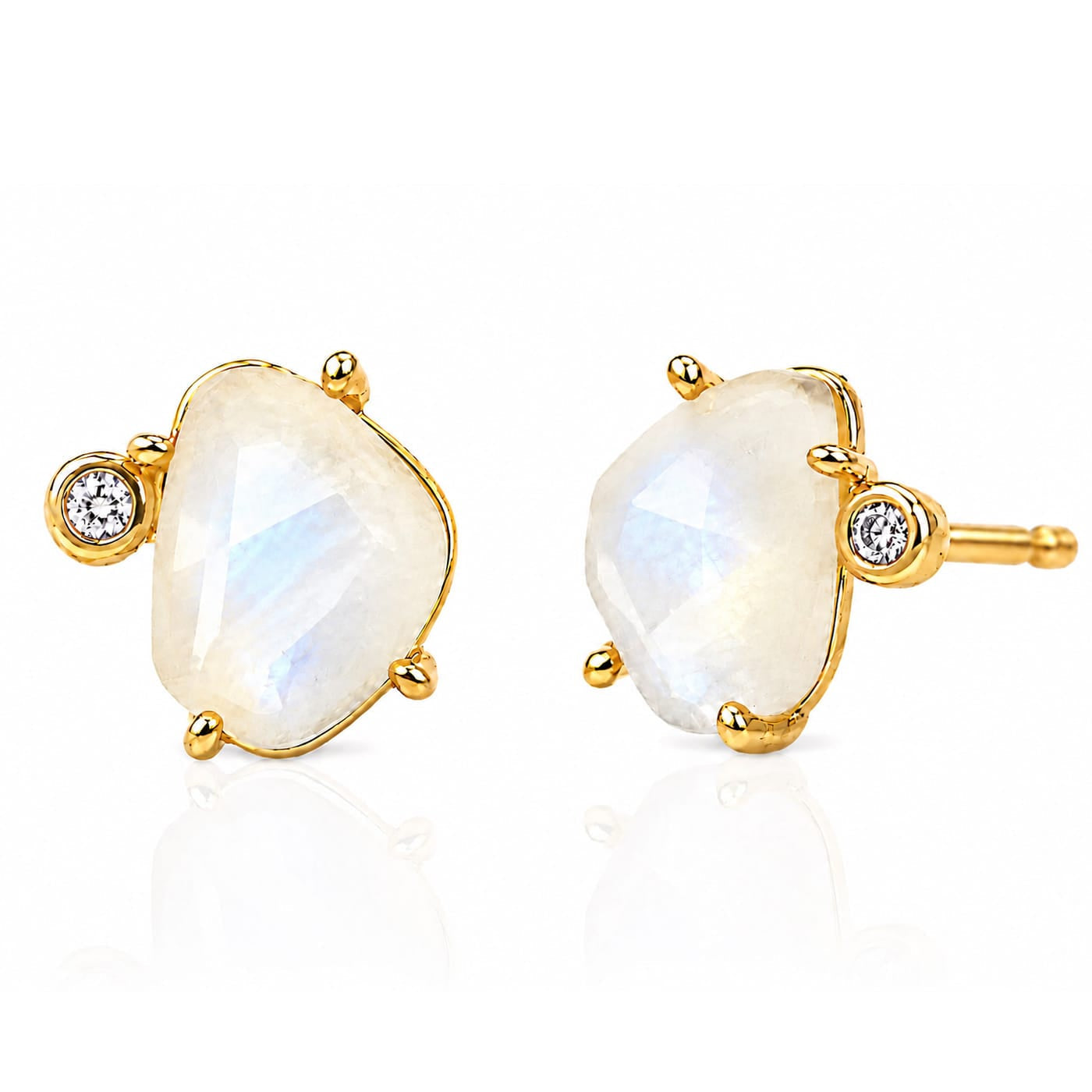 Labradorite and CZ Post Earring
