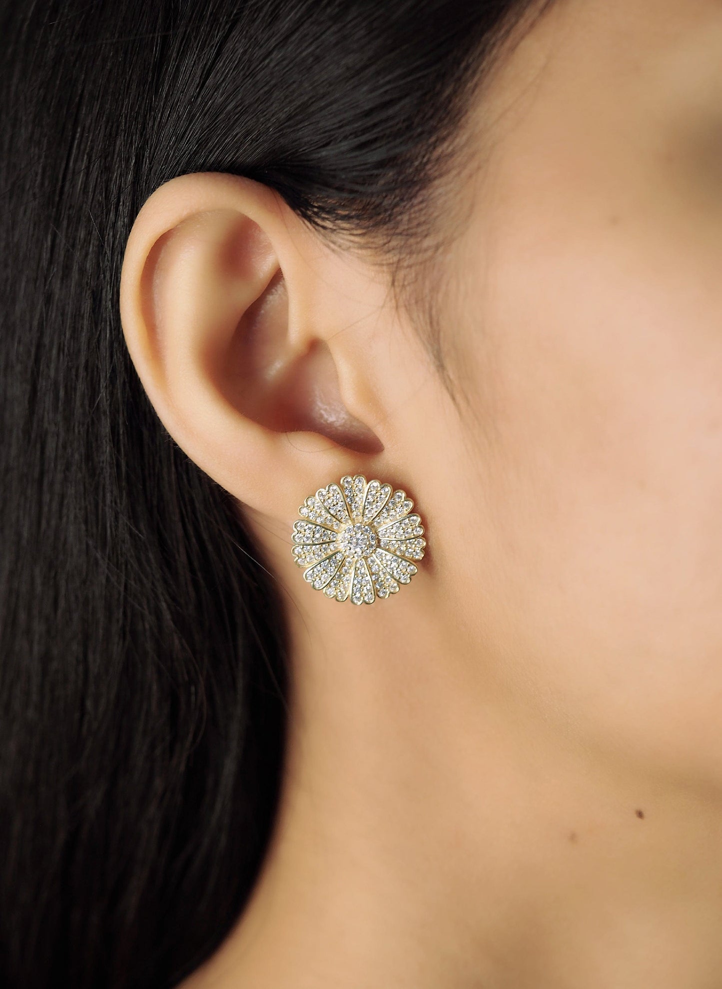Pave Cz Daisy Studs