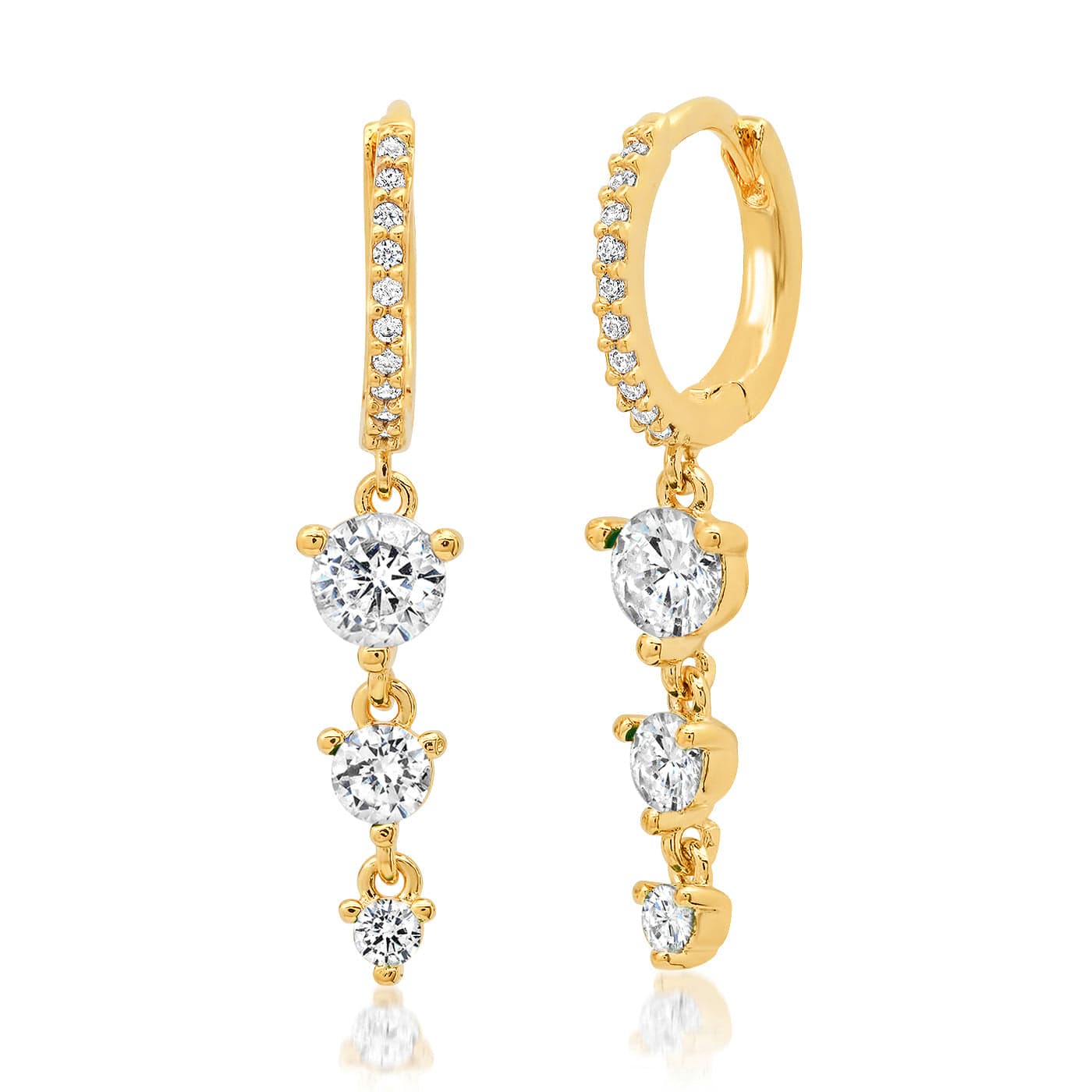Triple Drop Gemstone Pave Huggies