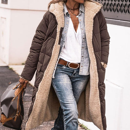 Women's Hooded Long Coat – Casual Winter Outerwear