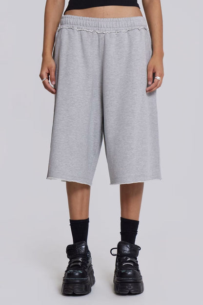 Women's Retro Raw-Edge Hem Cropped Casual Pants – Gray