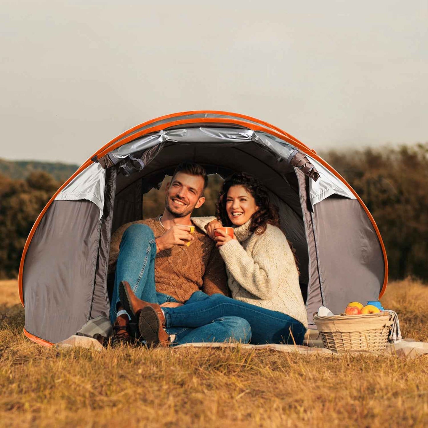 5–8 Person Instant Pop-Up Camping Tent – Waterproof with Mosquito Net Windows & Carry Bag