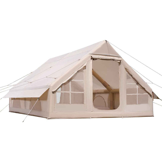 5–8 Person Inflatable Glamping Tent – Easy 15-Min Setup with Hand Pump & Carry Bag | Beige