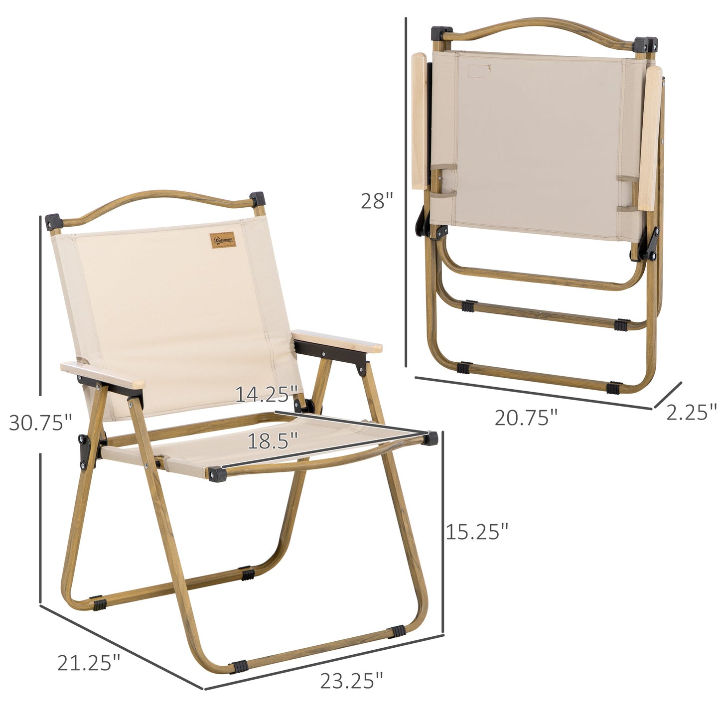 Folding Camping Chairs — Set of 2, 286 lb Capacity