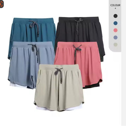 Men's 2-in-1 Quick Dry Gym Shorts – Built-In Liner, Drawstring, 5 Colors, M–3XL