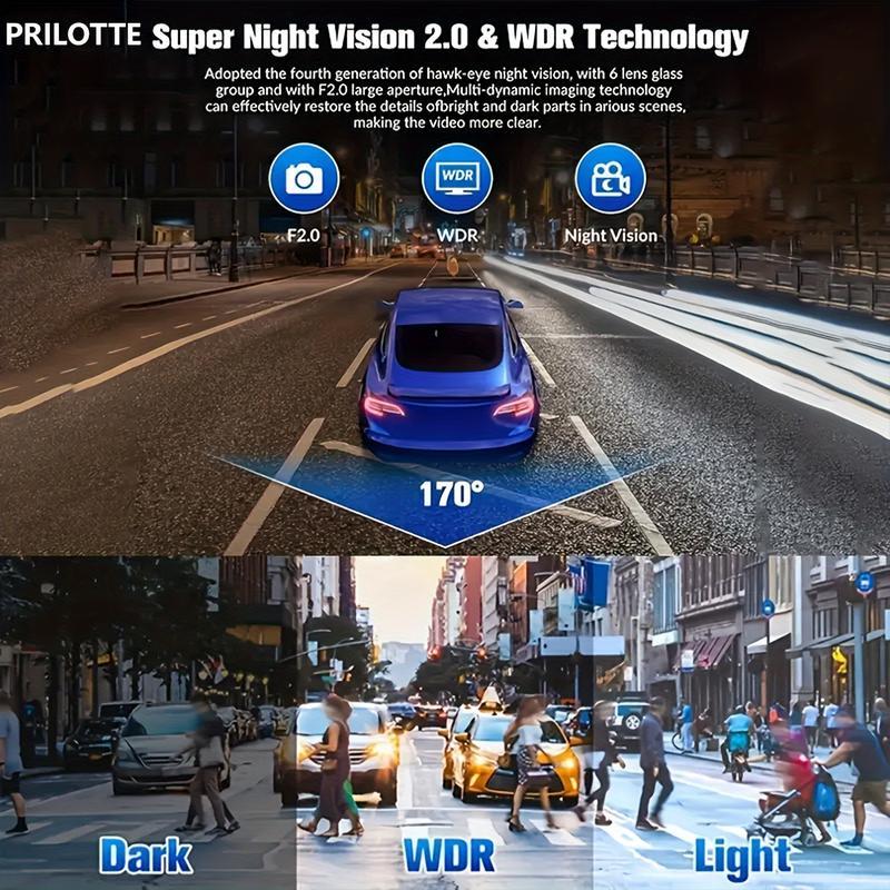 Dailyardtool¬Æ HD 1080P Dashcam with Three Lenses, Loop Recording and 3.5-inch IPS Screen