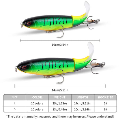 20-Piece Topwater Popper Lure Set with 3D Eyes – Propeller Tail, Bass & Pike