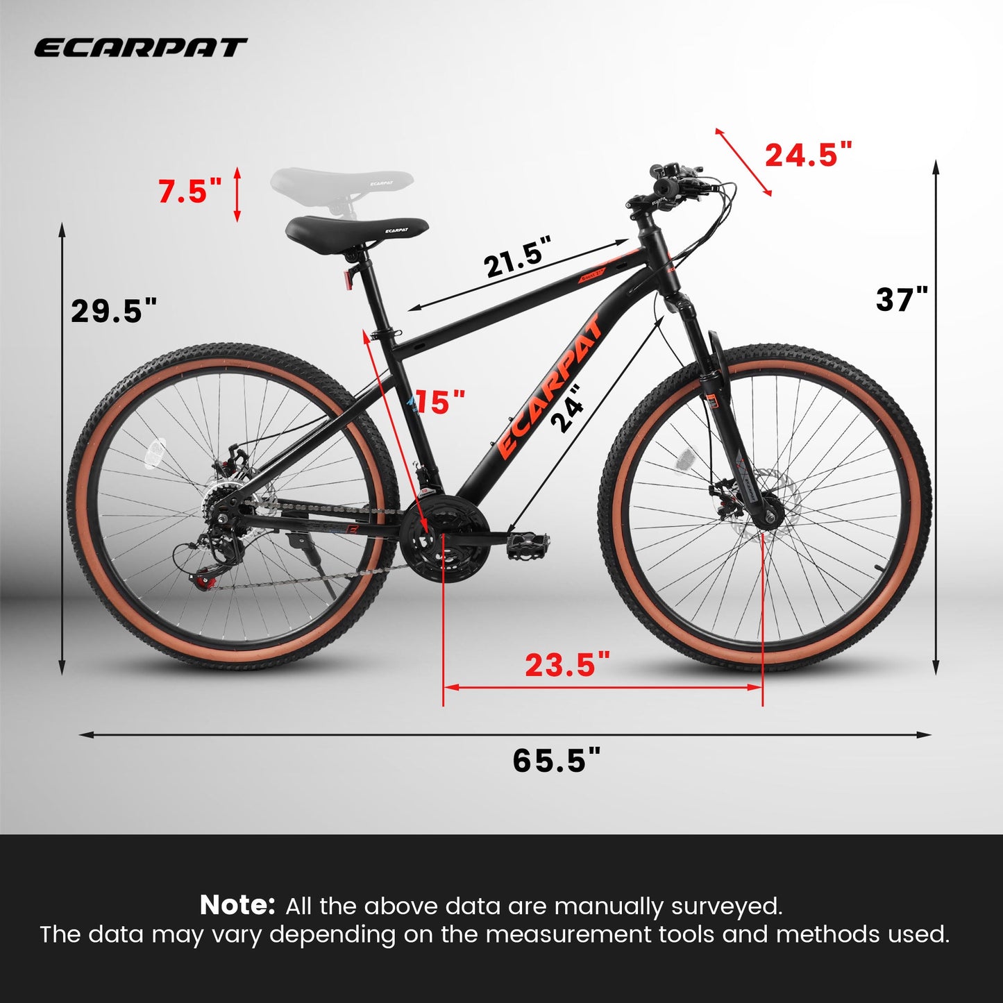 24" Teen Mountain Bike | 21-Speed, Disc Brakes, Front Suspension & Brown Edge Tires
