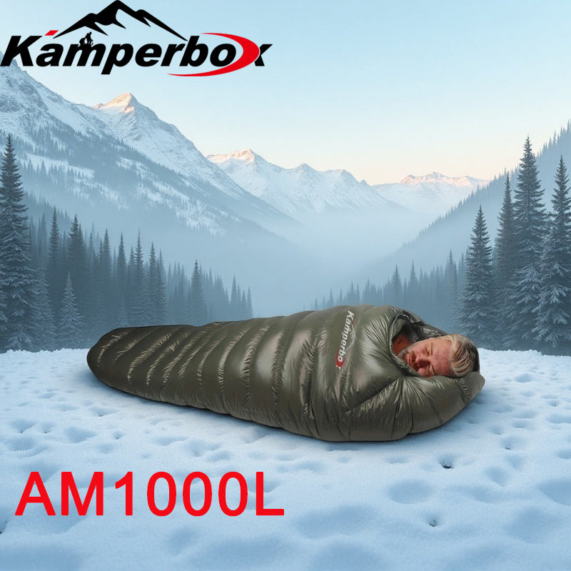 Winter Down Sleeping Bag – 1000g Grey Down Fill, Left Zip (Connectable to Double)