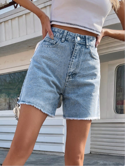 High Waist Loose Women's Denim Shorts – 12 Colors, XS to XL