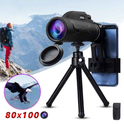 80x40 Portable Monocular Telescope – BAK4 Roof Prism, Phone Clip & Low-Light Vision