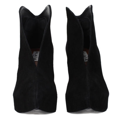 Alaïa Black Leather Ankle Boots