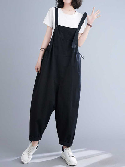 Plain Cotton Salopette Dress - Comfort & Style | Eva Trends