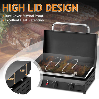 3-Burner Flat Top Gas Griddle Cooking Station – Ceramic Non-Stick, 23" Surface