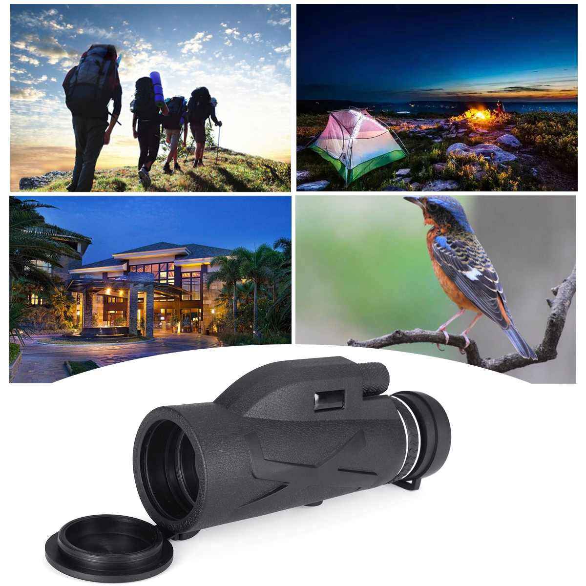 80x40 Portable Monocular Telescope – BAK4 Roof Prism, Phone Clip & Low-Light Vision
