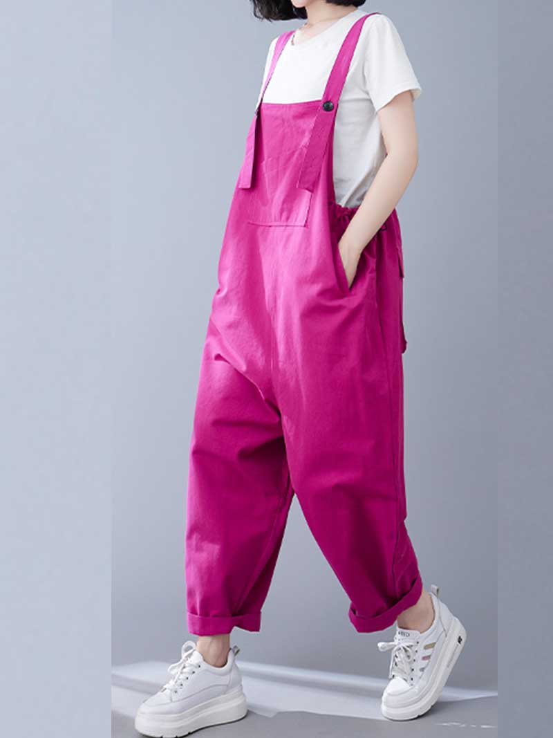 Plain Cotton Salopette Dress - Comfort & Style | Eva Trends