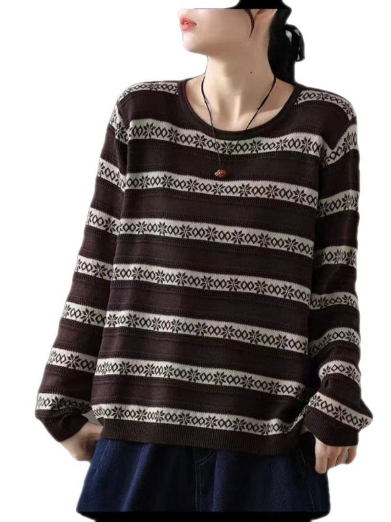 Women's Stripe Loose Sweater - Chic & Cozy | Eva Trends