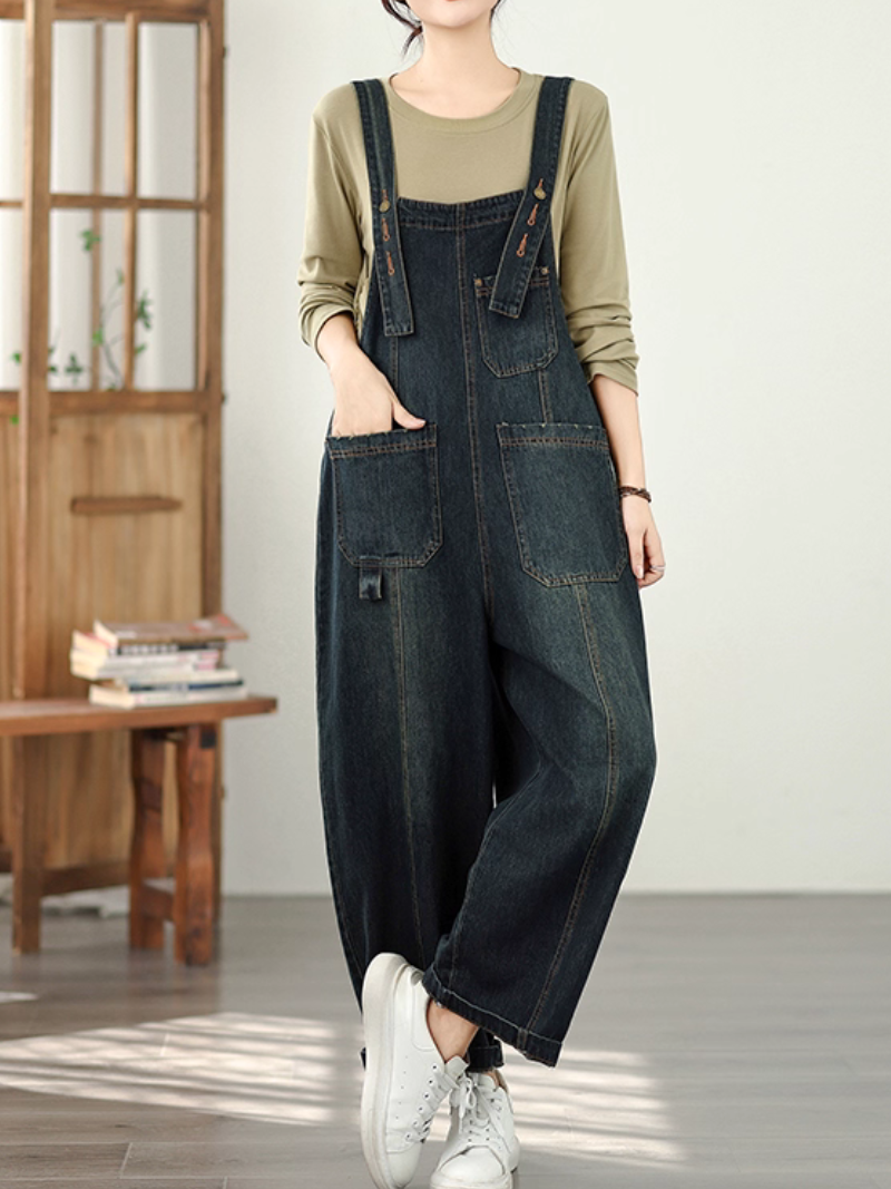 Chic and Relaxed Women's Wide-Leg Denim Overalls | Eva Trends