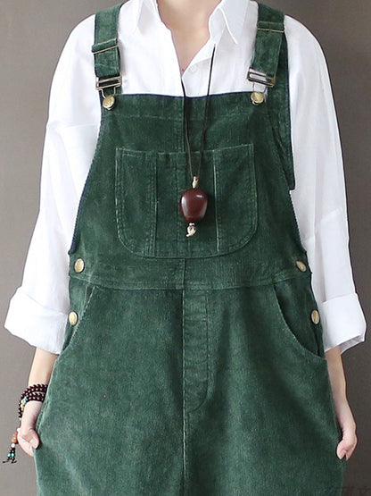 Corduroy Bib Overalls - Adjustable Strap Dungarees