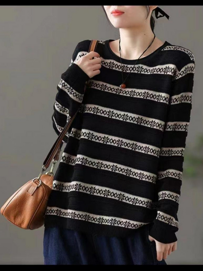 Women's Stripe Loose Sweater - Chic & Cozy | Eva Trends
