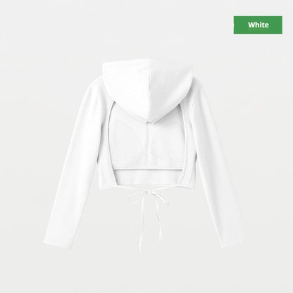Women's Cropped Long-Sleeve Hoodie with Built-In Chest Pads – 4 Colors