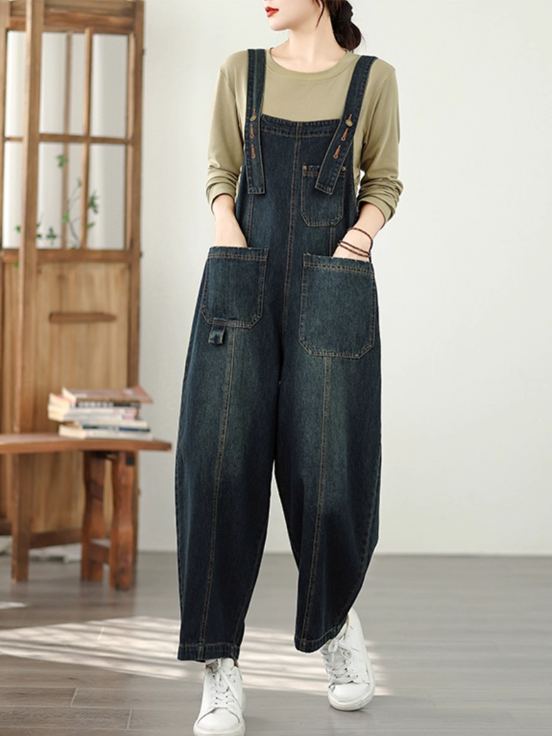 Chic and Relaxed Women's Wide-Leg Denim Overalls | Eva Trends
