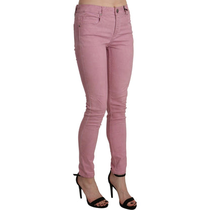 Acht Pink Mid Waist Skinny Stretch  Denim Pant