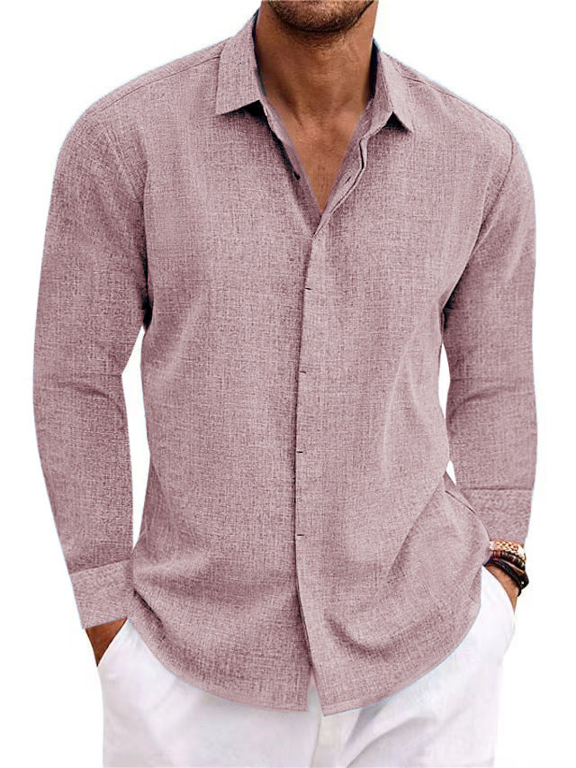 Men's Long Sleeve Hemp Blend Cardigan Shirt – Loose Fit, 9 Colors, S–XXXL