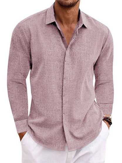 Men's Long Sleeve Hemp Blend Cardigan Shirt – Loose Fit, 9 Colors, S–XXXL