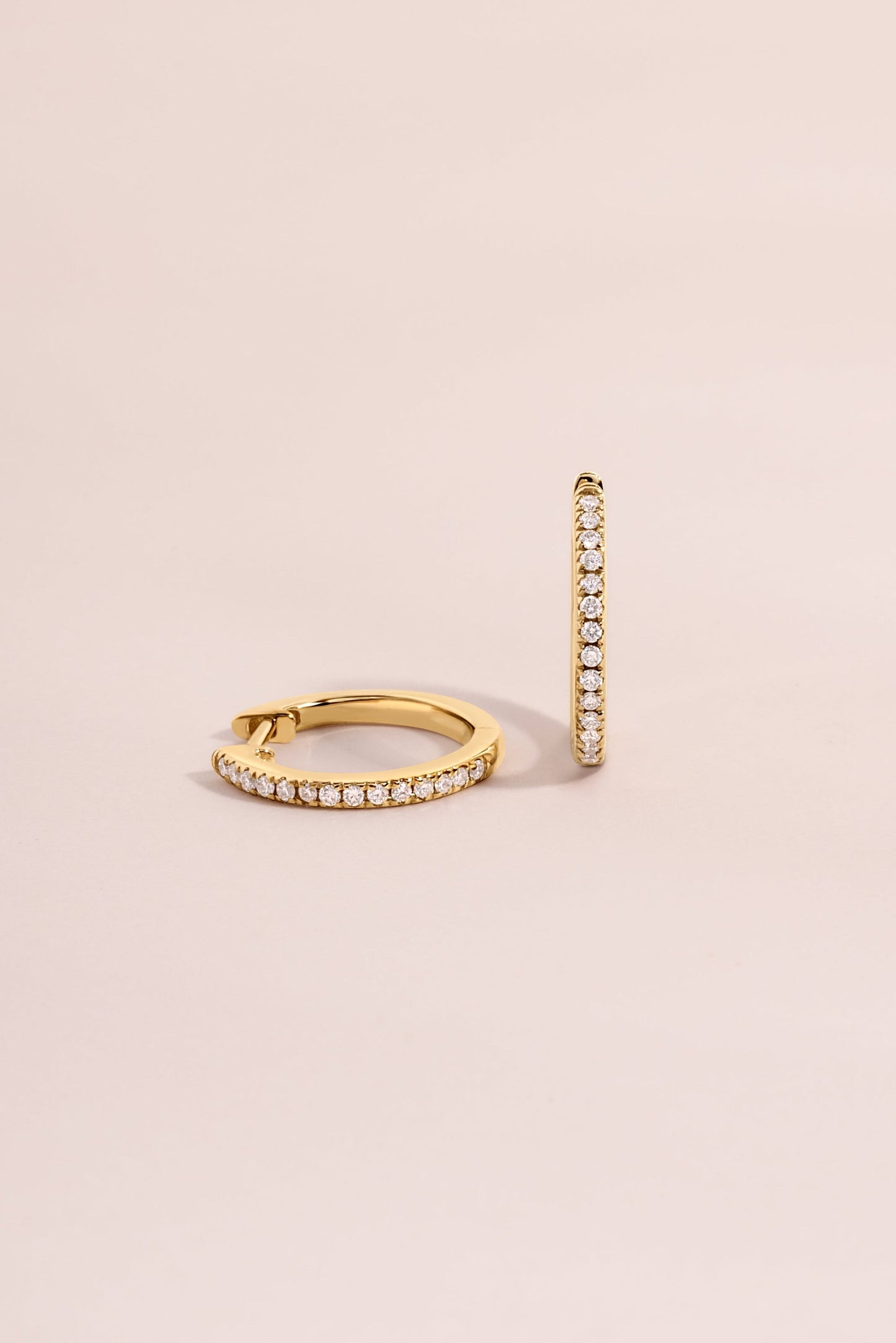 14K Solid Gold 11mm Pavé Lab Grown Diamond Huggies