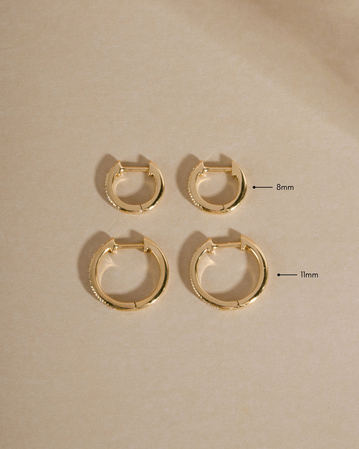14K Solid Gold 11mm Pavé Lab Grown Diamond Huggies