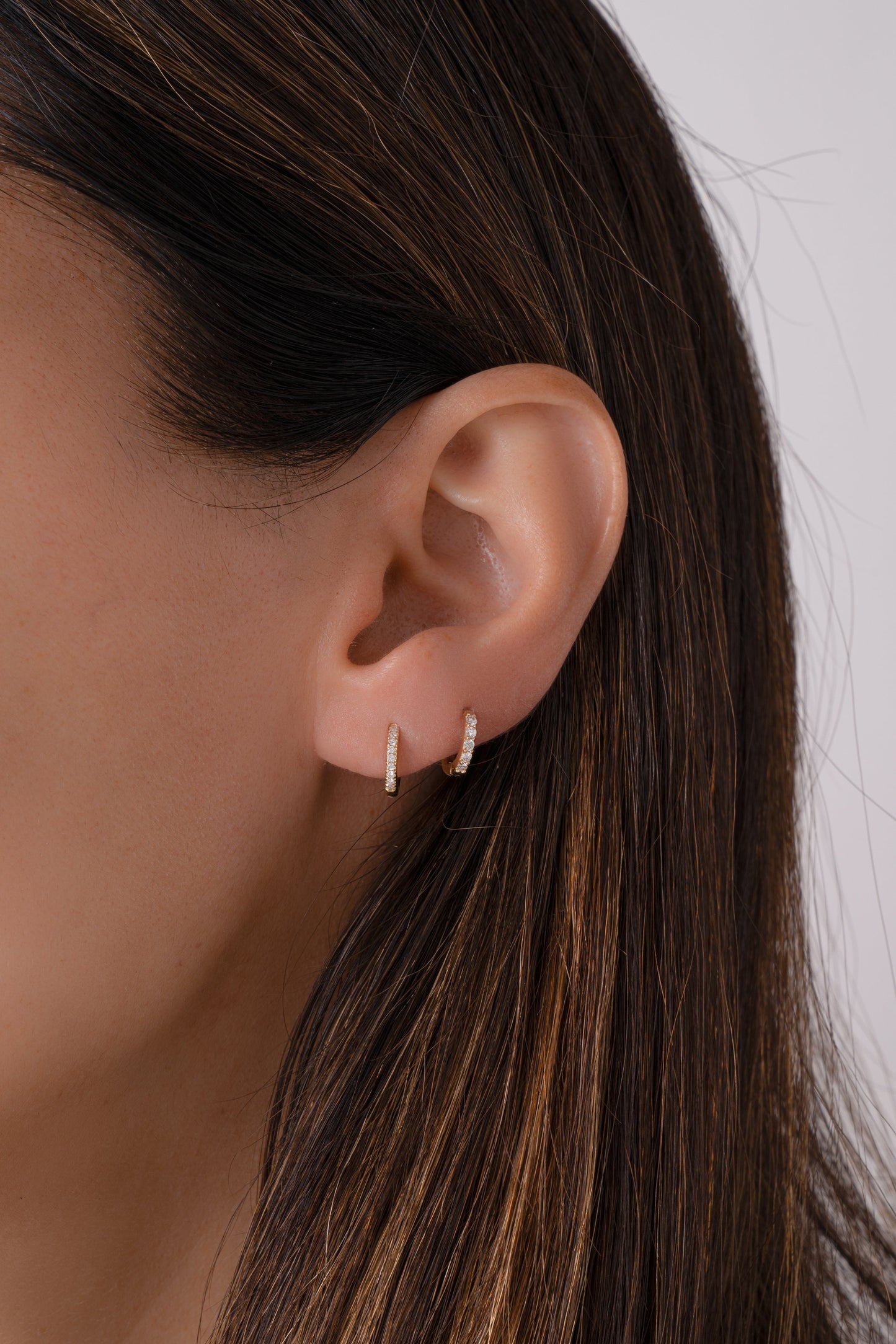 14K Solid Gold 8mm Pavé Lab Grown Diamond Huggies