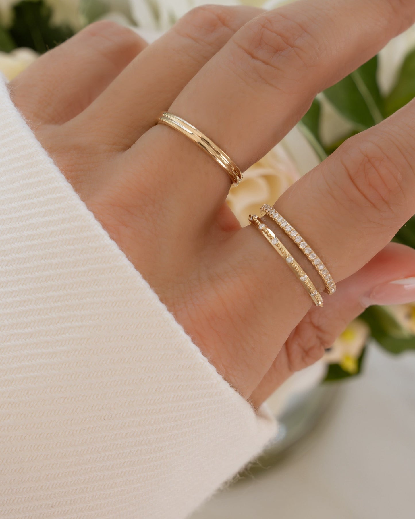 14K Solid Gold Lab Grown Diamond Mia Stacking Ring