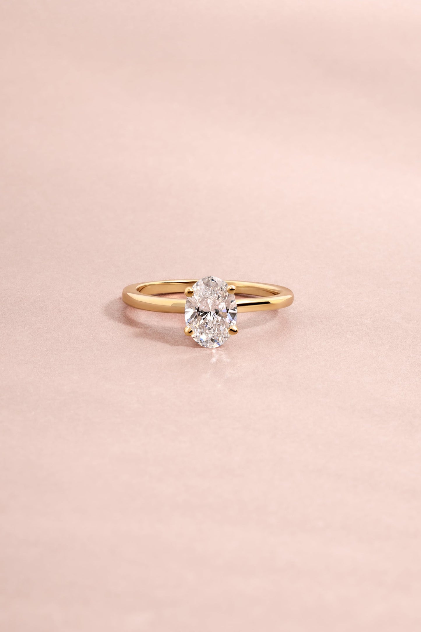 14K Solid Gold Oval Solitaire Lab Grown Diamond Ring