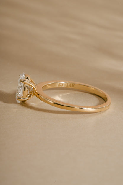 14K Solid Gold Oval Solitaire Lab Grown Diamond Ring