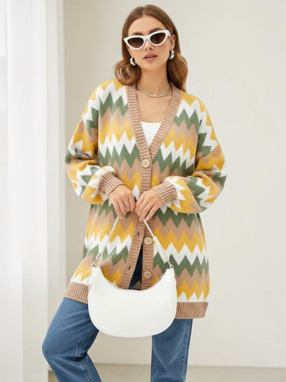 Women's Color-Block Knit Open-Front Cardigan – One Size