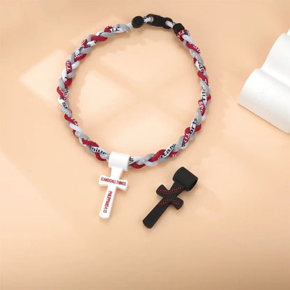 ‚úùÔ∏è‚öæTriple-Rope Tornado Baseball Necklace ‚Äì Cross Charm Pendant with "I CAN DO ALL THINGS PHL4:13"